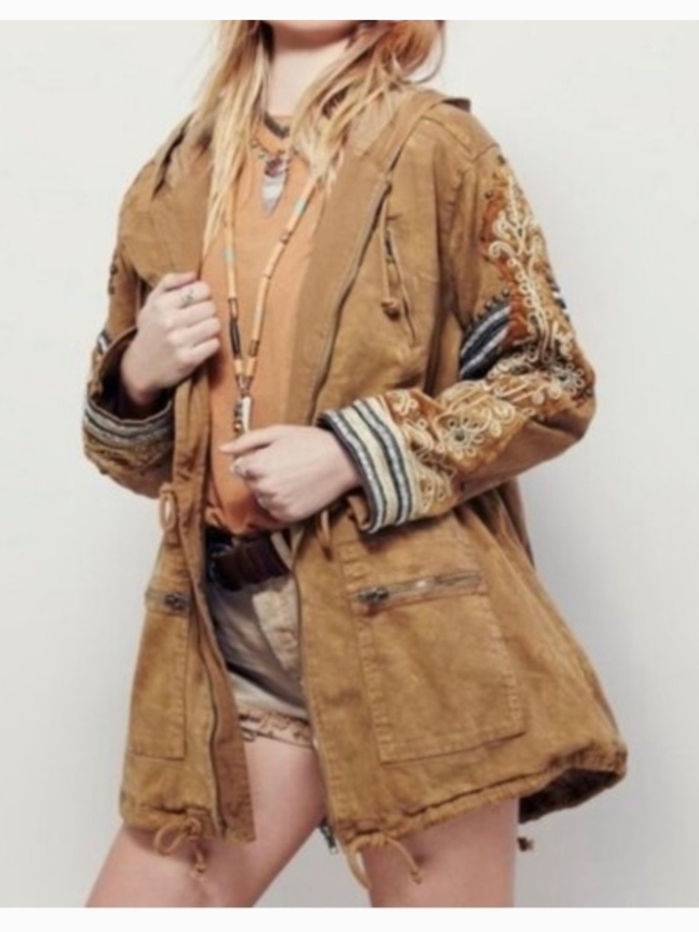 Free People Golden Quills Military Parka golden small